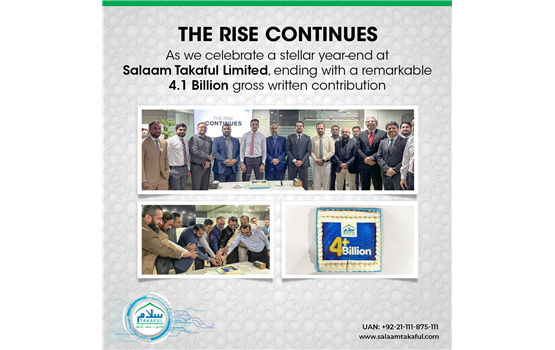 Salaam Takaful Limited achieved an extraordinary gross written contribution of PKR 4.1 Billion in 2023, showcasing an exceptional 36.66% year-on-year growth